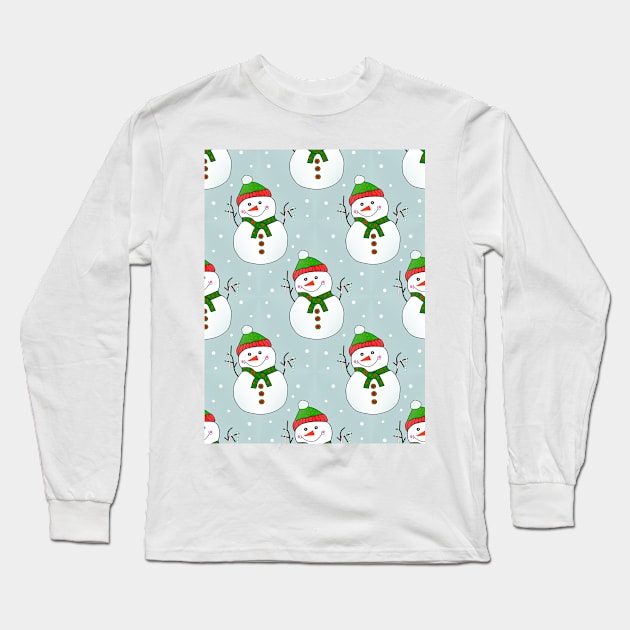 CUTE Snowman Pattern Long Sleeve T-Shirt by SartorisArt1